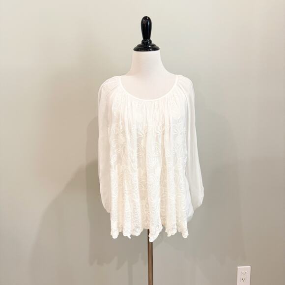 Angela Moda Blouse Size Small White Lace Embroidered Romantic Boho Sundance NEW - Picture 2 of 12